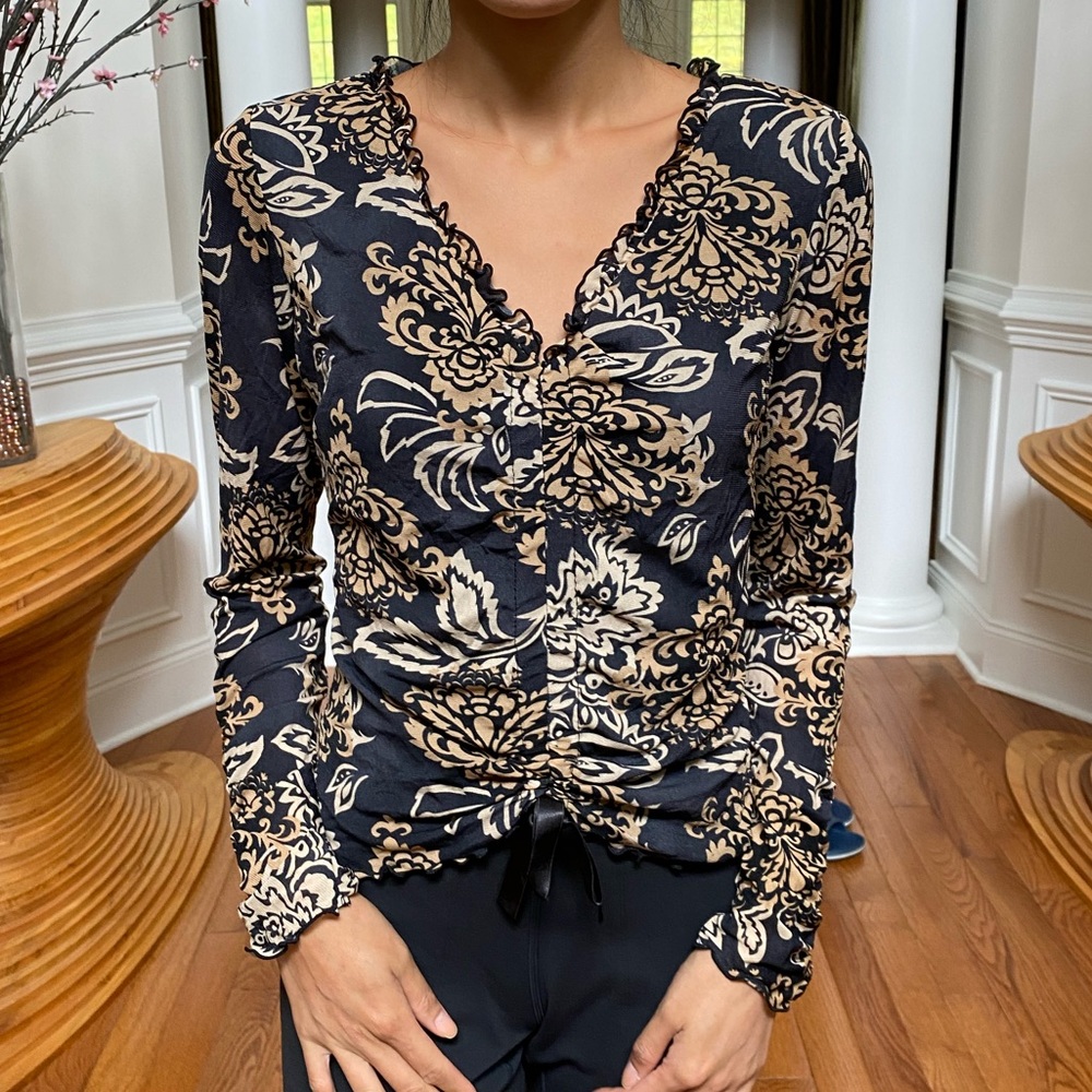 INC long sleeve shirt with ruching detail